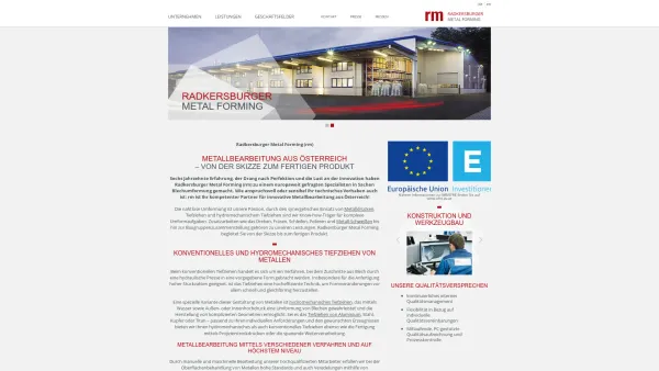 Website Screenshot: Radkersburger Metallwarenfabrik Spezialist für Blechumformung - Metallbearbeitung aus Österreich: radkersburger.com - Date: 2023-06-26 10:19:38