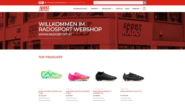 Website Screenshot: Jasna RADO SPORT shop] official web - Willkommen bei radosport.at – Ihr Fussballfachgeschäft - Date: 2023-06-26 10:19:38