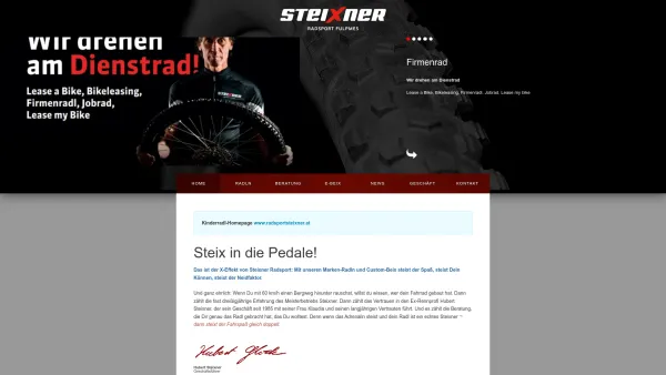 Website Screenshot: Hubert Radsport Steixner - Startseite · Radsport Steixner - Date: 2023-06-26 10:19:38
