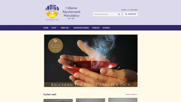 Website Screenshot: INDIGO ENTERPRISES Räuchern für Deinen 7. Sinn Räucherwerk Workshops Musik CD`s - Indigo Enterprises - 1. Wiener Räucherwerk Manufaktur seit 1991 - Date: 2023-06-26 10:19:38