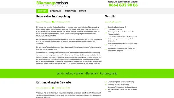 Website Screenshot: Räumungsmeister Wien, Linz, Graz - Räumungsmeister – Entrümpelung & Räumung Wien - Date: 2023-06-26 10:26:41