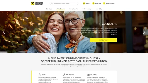 Website Screenshot: Raiffeisenbank Oberdrauburg registrierte Genossenschaft mit beschränkter Redirect Raiffeisen.at - Privatkunden - Date: 2023-06-26 10:19:41