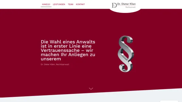 Website Screenshot: Dr. Dieter Klien Rechtsanwalt - Kanzlei - Dr. Dieter Klien, Rechtsanwalt - Dornbirn - - Date: 2023-06-14 10:37:55
