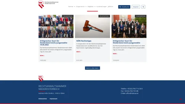 Website Screenshot: Rechtsanwaltskammer Niederösterreich - Die Rechtsanwaltskammer Niederösterreich online - Date: 2023-06-26 10:19:41