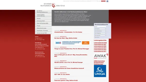 Website Screenshot: Klade Wilhelm Rechtsanwaltskammer Wien - Willkommen bei der Rechtsanwaltskammer Wien - Date: 2023-06-26 10:19:41