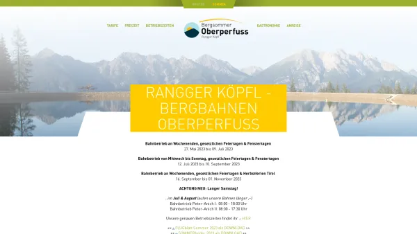 Website Screenshot: Bergbahnen Oberperfuss Rangger KöpflOberperfuß - Rangger Köpfl - Bergbahnen Oberperfuss - Date: 2023-06-26 10:19:44