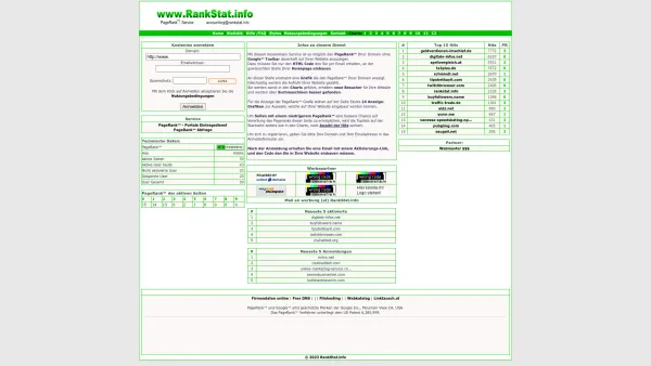 Website Screenshot: RankStat.info PageRank Service - RankStat.info - PageRank™ Anzeige ohne Toolbar. Erhöhen Sie den PageRank™ Ihrer Domain - Date: 2023-06-26 10:19:44