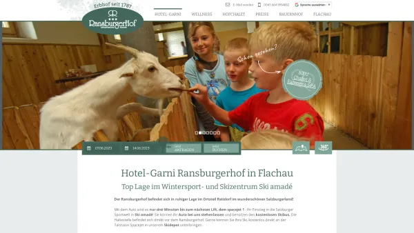 Website Screenshot: Urlaub Ransburgerhof*** - Bauernhof: Appartement + Zimmer | Hotel-Garni, Ransburgerhof | Flachau - Date: 2023-06-14 10:44:43