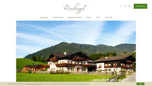 Website Screenshot: Pension Ransburggut Flachau Bauernhof - Urlaub am Bauernhof | Appartements Ransburggut, Flachau - Date: 2023-06-26 10:19:44