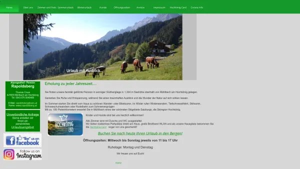 Website Screenshot: Alpengasthof Pension Rapoldsberg - Home - Date: 2023-06-26 10:19:44