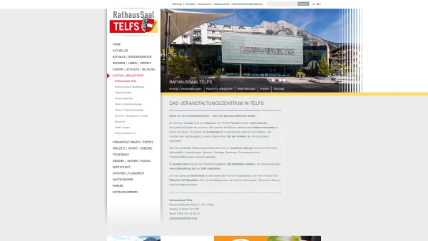 Website Screenshot: Rathaussaal Telfs Veranstaltungszentrum und Tagungszentrum - RathausSaal in Telfs - Wir sind Telfs - Marktgemeinde Telfs - Date: 2023-06-26 10:19:44