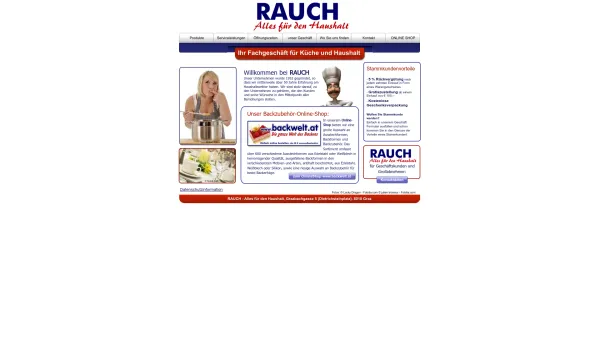 Website Screenshot: Rauch Alles für den Haushalt - RAUCH - Alles für den Haushalt, das Fachgeschäft für Küche und Haushalt in Graz Page 1. - Date: 2023-06-15 16:02:34