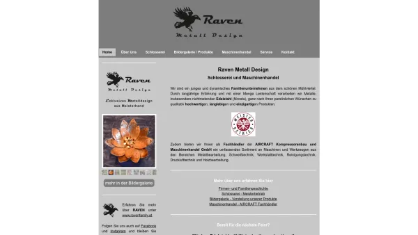 Website Screenshot: Raven Metall Design e. U. - Home - Raven Metall Design - Schlosserei und Maschinenhandel - Date: 2023-06-26 10:19:47