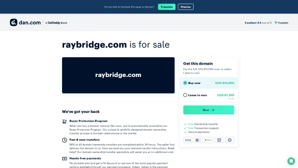 Website Screenshot: Raybridge Enterprises Ltd. - The domain name raybridge.com is for sale | Dan.com - Date: 2023-06-26 10:19:47