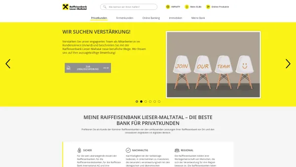 Website Screenshot: Raiffeisen Bank Liesertal registrierte Genossenschaft mit beschränkter Haftung - Privatkunden - Date: 2023-06-26 10:19:47