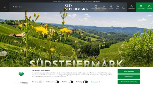 Website Screenshot: Tourismusverband Das Rebenland Südsteiermark Rebenland Naturpark Südsteirisches Weinland Steiermark Steirisches Weinland - Südsteiermark: Urlaub im Süden der Steiermark, Österreich - Date: 2023-06-26 10:19:50