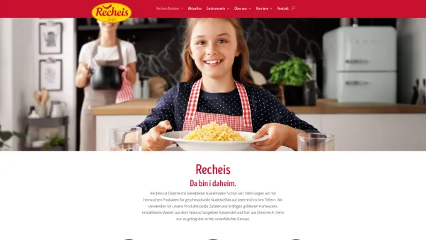 Website Screenshot: Recheis Teigwaren GmbH - Recheis | Österreichs beliebteste Nudeln - Da bin i daheim - Date: 2023-06-26 10:19:50