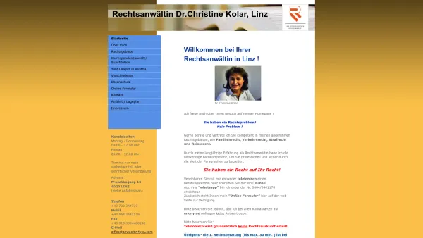 Website Screenshot: Rechtsanwältin Dr. Christine Kolar - Rechtsanwältin Dr. Christine Kolar-mit mir haben Sie "Recht" - Date: 2023-06-26 10:19:50