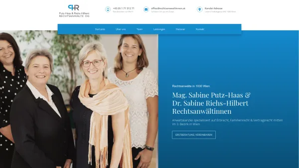 Website Screenshot: Putz-Haas Riehs-Hilbert Rechtsanwälte index - Mag. Sabine Putz-Haas & Dr. Sabine Riehs-Hilbert | Kanzlei in 1030 Wien - Date: 2023-06-26 10:19:50