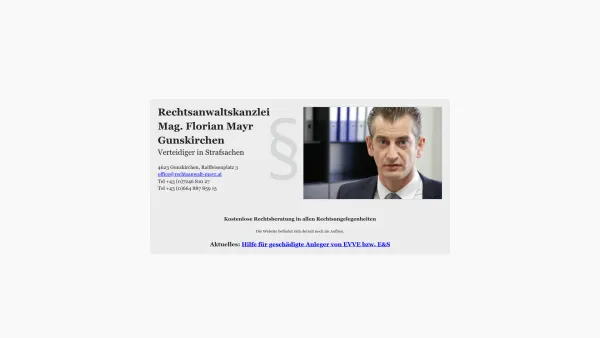 Website Screenshot: Rechtsanwaltskanzlei Mag. Florian Mayr - Rechtsanwaltskanzlei Mag. Florian Mayr - 4623 Gunskirchen - Date: 2023-06-26 10:19:50