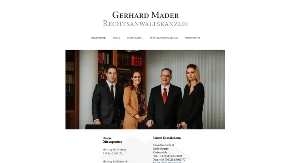 Website Screenshot: Mag. Mader Rechtsanwalt KEG Reutte/Tirol attorney lawyer - Mag. Gerhard Mader I Rechtsanwaltskanzlei Reutte I Tirol - Date: 2023-06-26 10:19:50