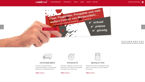 Website Screenshot: redmail Logistik & Zustellservice GmbH - >redmail™ – Der direkte Weg zum Top Kunden - Date: 2023-06-15 16:02:34