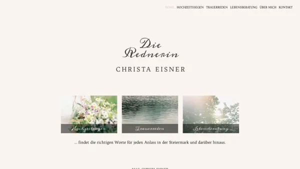 Website Screenshot: Mag. Christa Eisner - Die Rednerin Christa Eisner | Steiermark | Hochzeit/Trauerfeier - Date: 2023-06-14 10:44:43