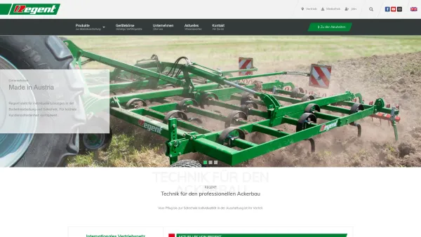 Website Screenshot: Regent Pflugfabrik - Regent - Technik für die professionelle Bodenbearbeitung und Aussaat - Date: 2023-06-26 10:19:53