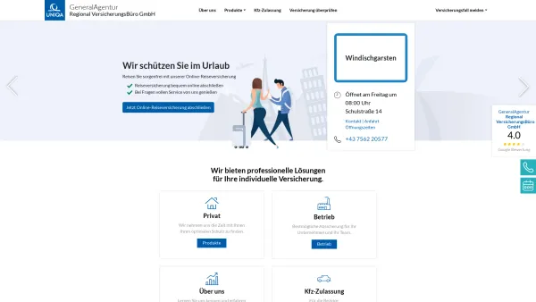 Website Screenshot: Regional Die Versicherungsagentur - UNIQA Generalagentur Regional VersicherungsBüro GmbH | Windischgarsten - Date: 2023-06-26 10:19:53