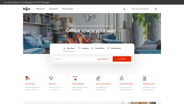Website Screenshot: Regus Office Space for Rent Meeting Rooms Conference Rooms Virtual Offices - Regus | Serviced Office Space, Coworking & Virtual Offices - Date: 2023-06-26 10:19:53
