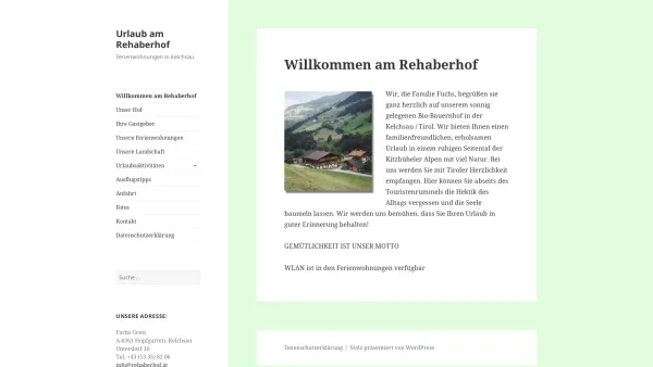 Website Screenshot: Ferienhof Urlaub am Rehaberhof - Urlaub am Rehaberhof – Ferienwohnungen in Kelchsau - Date: 2023-06-15 16:02:34
