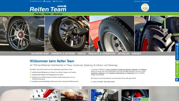 Website Screenshot: Reifen Räder Service  www.reifenteam.at - pointS Reifen Team West GmbH ? Ihr Reifenservice in Innsbruck, Thaur, St. Johann, Tamsweg und Salzburg - Date: 2023-06-14 10:44:45