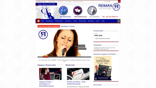 Website Screenshot: Kulturhaus Reiman Linz - Reiman Akademie - Musikschule | Theaterschule | Kulturhaus in Linz - Date: 2023-06-26 10:19:56