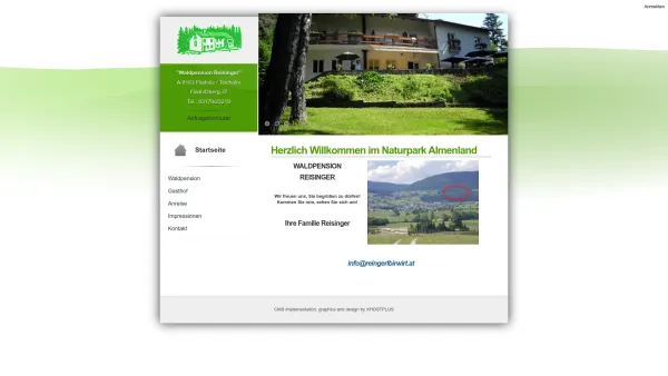 Website Screenshot: Gasthof Reisinger Reingerlbirwirt - Herzlich Willkommen im Naturpark Almenland — Gasthof Pension Reingerlbirwirt | Faldnitz an der Teichalm - Date: 2023-06-26 10:19:56