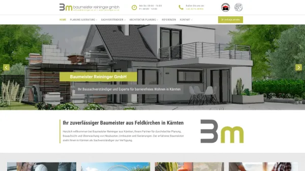 Website Screenshot: Baumeister Reininger GmbH - Ihr Baumeister aus Feldkirchen in Kärnten - Baumeister Reininger GmbH - Date: 2023-06-26 10:26:41