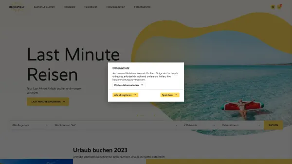 Website Screenshot: Reisebörse Reisewelt GmbH - Individuellen Urlaub buchen » REISEWELT.at - Date: 2023-06-26 10:19:56