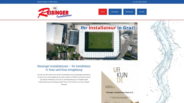 Website Screenshot: Reisinger Graz Ihr Installateur für Gas Wasser Heizung - Ihr Profi für Gas, Wasser und Heizung in Graz und Umgebung - Date: 2023-06-26 10:19:56