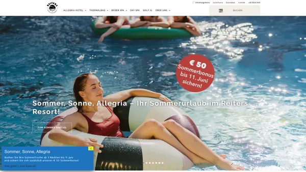 Website Screenshot: REITERS RESORT STEGERSBACH - Reiters Resort Stegersbach: Thermalbad + Allegria Hotel - Date: 2023-06-14 10:44:45