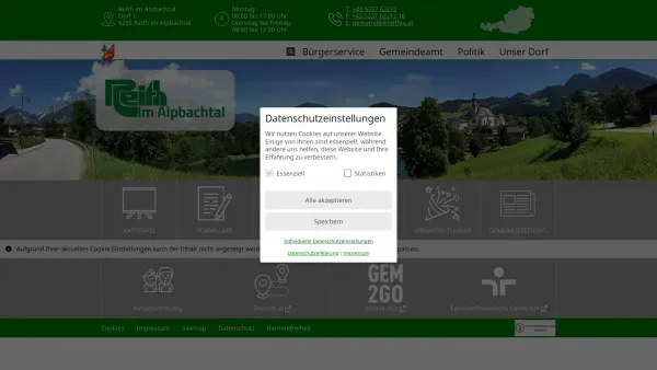 Website Screenshot: Gemeindeamt Reith Reith Alpbachtal RiS-Kommunal - Reith im Alpbachtal - GEM2GO WEB - Startseite - Date: 2023-06-26 10:19:58