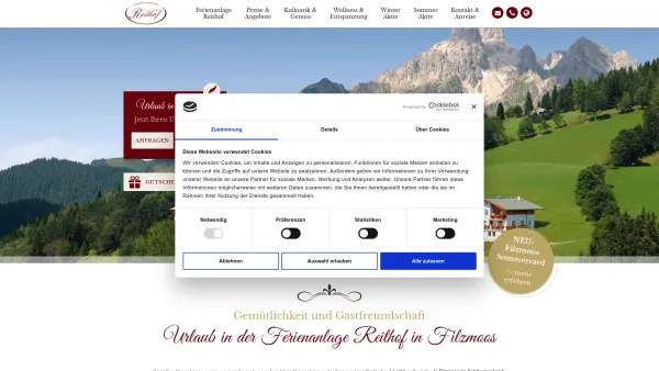 Website Screenshot: Ferienanlage Reithof*** - Ferienanlage im Salzburger Land, Reithof Filzmoos - Date: 2023-06-26 10:19:58