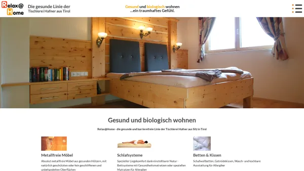 Website Screenshot: Relax@Home Tischlerei Hafner GmbH & Co.KG - Gesund und biologisch wohnen | barrierefrei wohnen | barrierefreie Küchen | Schlafsysteme - Date: 2023-06-26 10:19:59