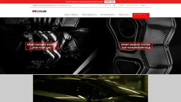 Website Screenshot: REMUS Innovation - Sport Exhaust Systems | REMUS Performance Sport Exhausts - Date: 2023-06-26 10:20:01