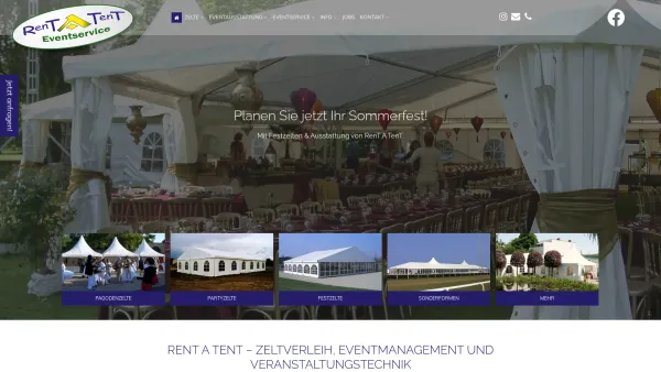 Website Screenshot: Ing. Gruber RenT A TenT Eventservice GmbH Zeltverleih, Zeltvermietung, Toilettenvermietung - Zeltverleih Wien - RenT A TenT Eventservice - Date: 2023-06-26 10:20:00