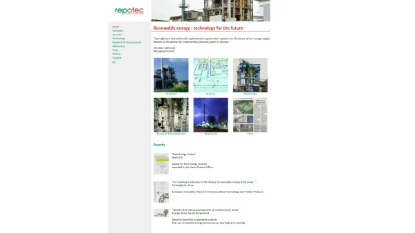 Website Screenshot: repotec / renewable power technologies - Homepage - REPOTEC - Date: 2023-06-26 10:20:02