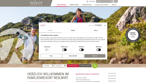 Website Screenshot: Hotel Reslwirt & Landhaus Emmy - Familienhotel Reslwirt, Flachau, Familienresort im Salzburgerland - Date: 2023-06-26 10:20:02
