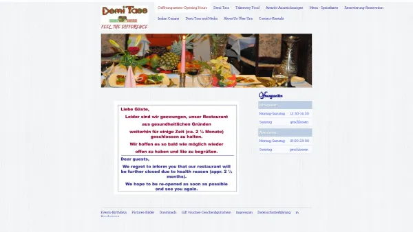 Website Screenshot: Restaurant Demi Tass - Indisches Restaurant, Indian restaurant, Take Away, Online order - Oeffnungszeiten-Opening Hours - Date: 2023-06-14 10:44:48