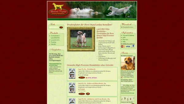 Website Screenshot: Ganwales Dogshop Ihr Spezialist für Retrieverzubehör für Jagd und Freizeit - Hundefutter Trockenfutter in High Premium Qaulität | Home - Date: 2023-06-26 10:20:05