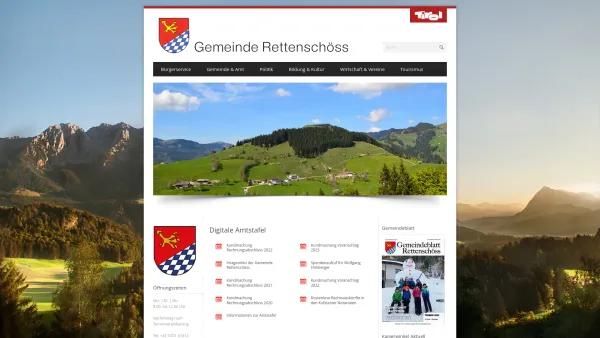Website Screenshot: Gemeindeamt Feriengemeinde Rettenschöss bei Kufstein Kaisergebirge Tourismus Tirol Oesterreich Tyrol Austria - Gemeinde Rettenschöss - Date: 2023-06-26 10:20:05