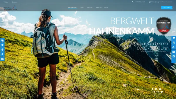 Website Screenshot: Reuttener Seilbahnen GmbH & Co KG - Bergwelt Hahnenkamm - Date: 2023-06-26 10:20:05