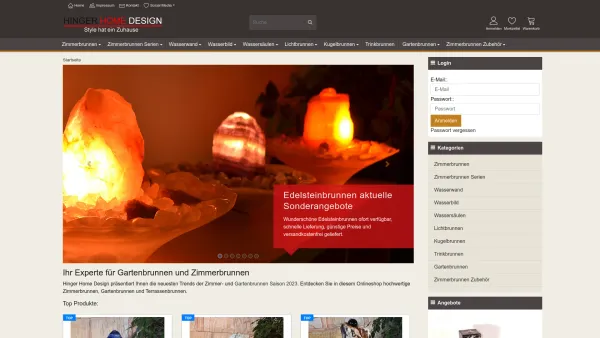 Website Screenshot: Revisage GmbH Hinger's Brunnenshop - Ihr Experte für Gartenbrunnen und Zimmerbrunnen im Online-Shop und in Mödling kaufen - Date: 2023-06-15 16:02:34